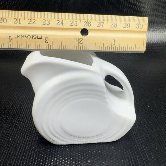 Fiestaware White Mini Disc Pitcher Fiesta Small Jug 5 oz Creamer 1980s Vintage - Picture 3 of 10